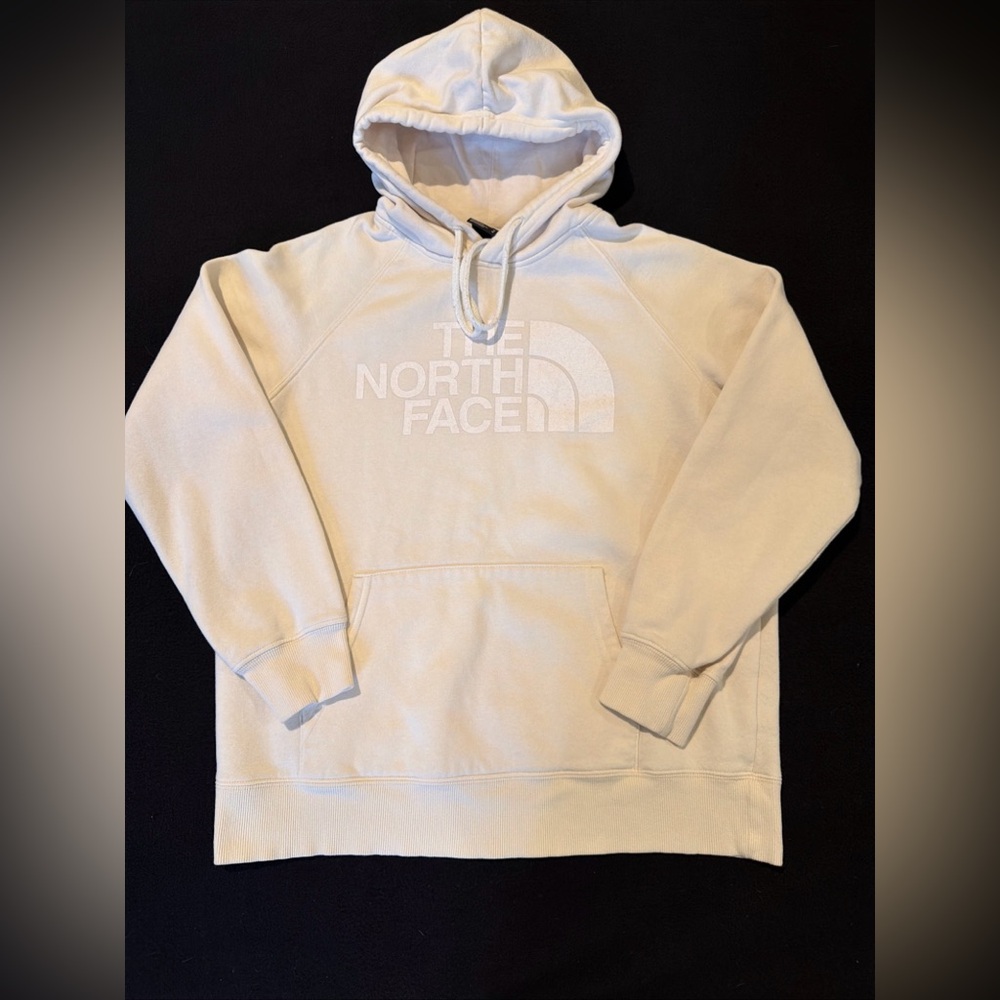 North Face Hoodie Light Tan Pullover Hooded Graphic Women's Size Medium